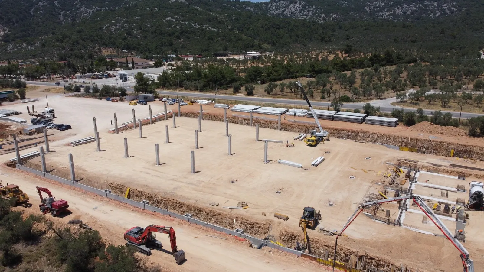 Εργοτάξιο του καταστήματος JUMBO στη Μυτιλήνη κατά την ανέγερση